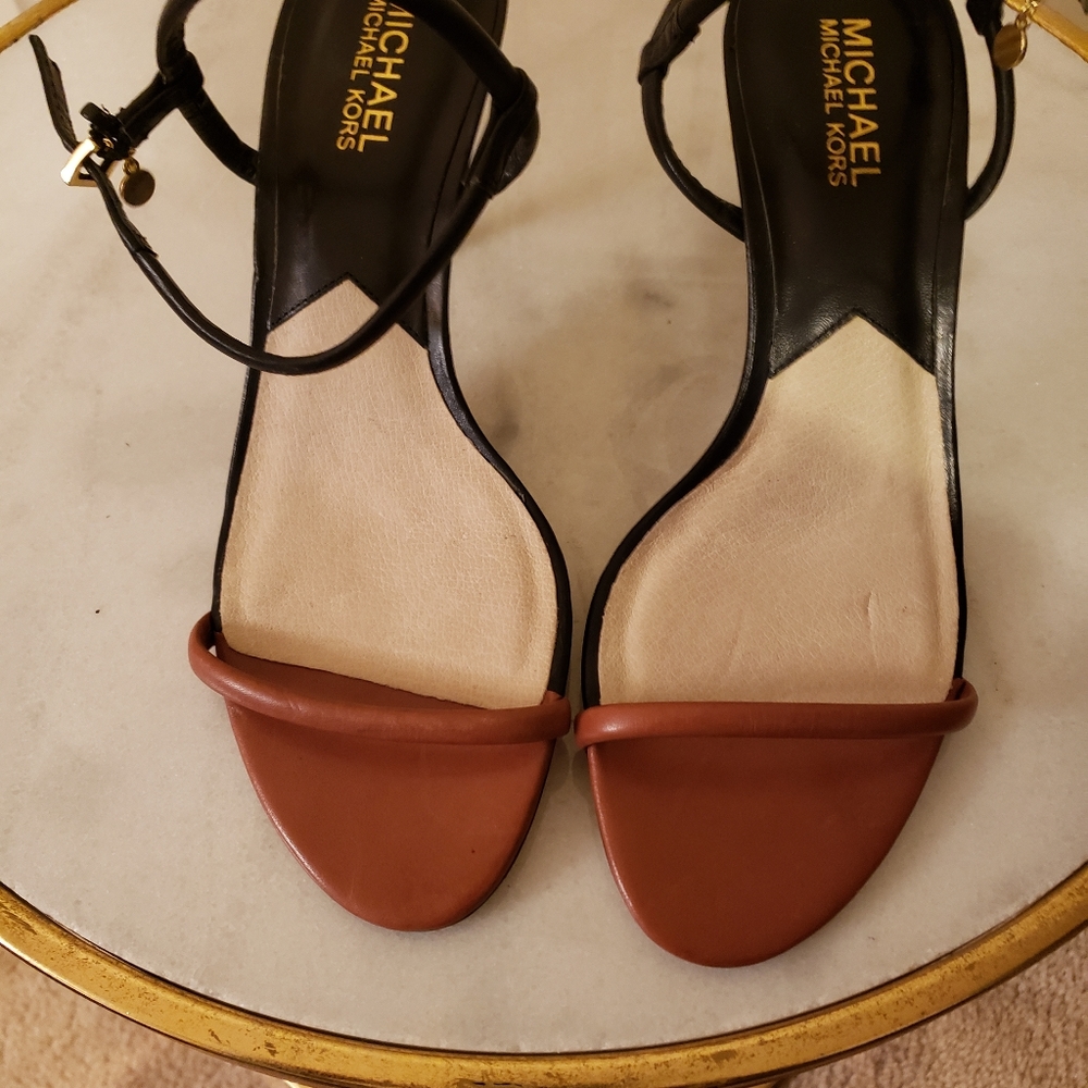 Michael Kors Two-Tone Sandal with Gold Accents